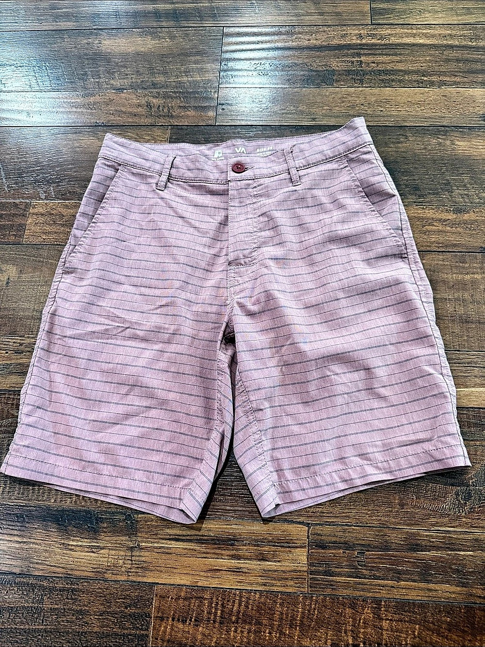 RVCA Dual Purpose Trunk Hybrid Shorts Light Reddish Striped Waist 29